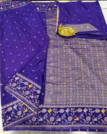 BCP-1850 Violet colour benny crepe saree