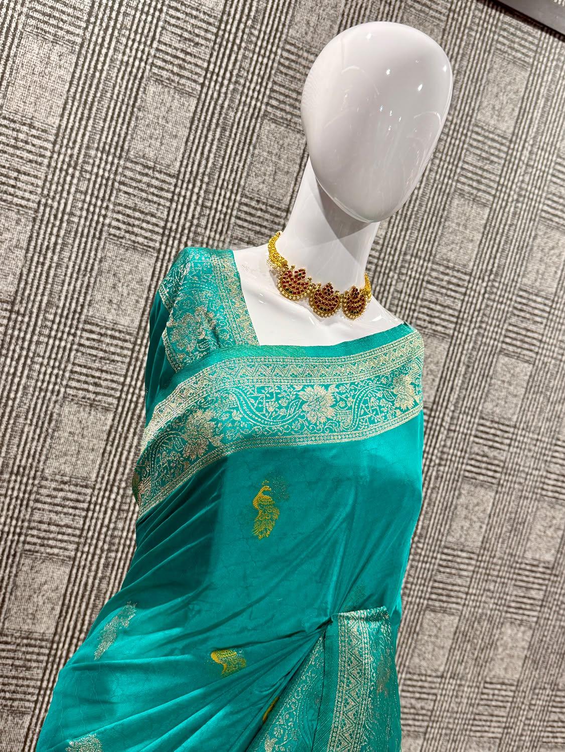 CG-1850 Krishna blue colour banaras crep Georgette saree