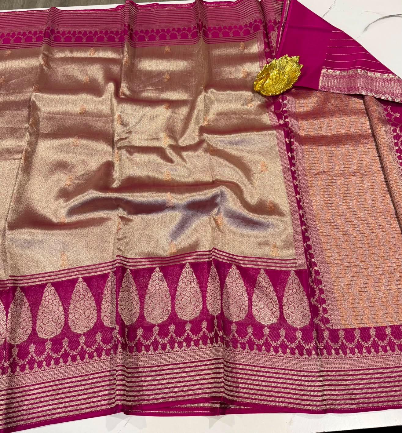 Kk- 4500 Meganta colour kanchi kora tissue saree