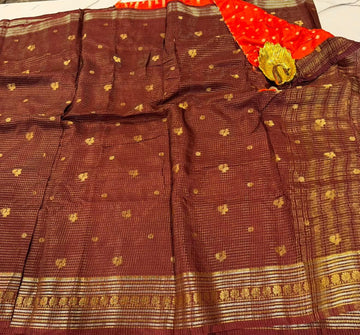 SA-1950 Brown colour banaras vintage Kanchi saree