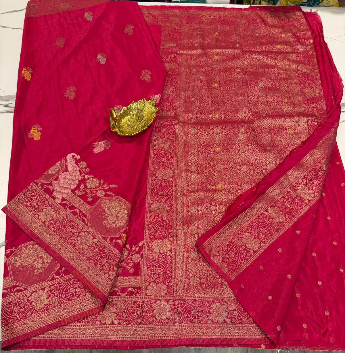 CG-1850 Rani pink colour banaras crep Georgette saree