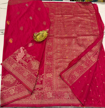 CG-1850 Rani pink colour banaras crep Georgette saree