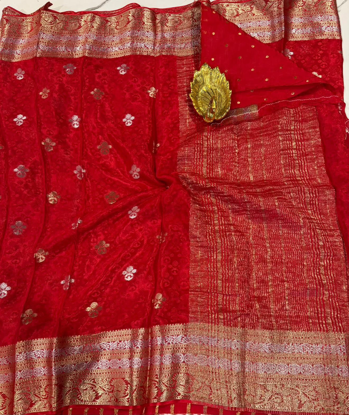M-2350 Red colour Mizoram silk saree