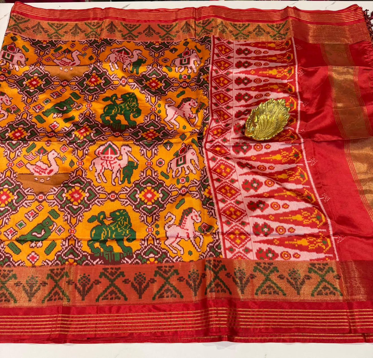 R-1350 Yellow colour semi patola saree