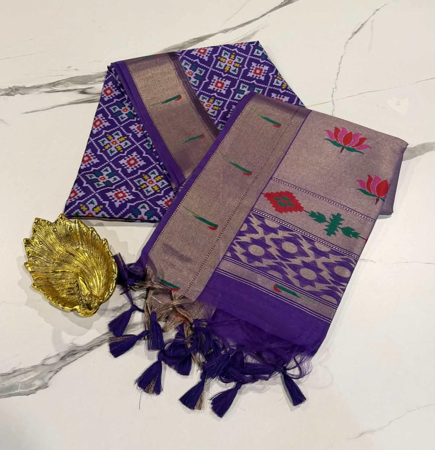 LD-21 muniya navaratna patola sarees violet colour