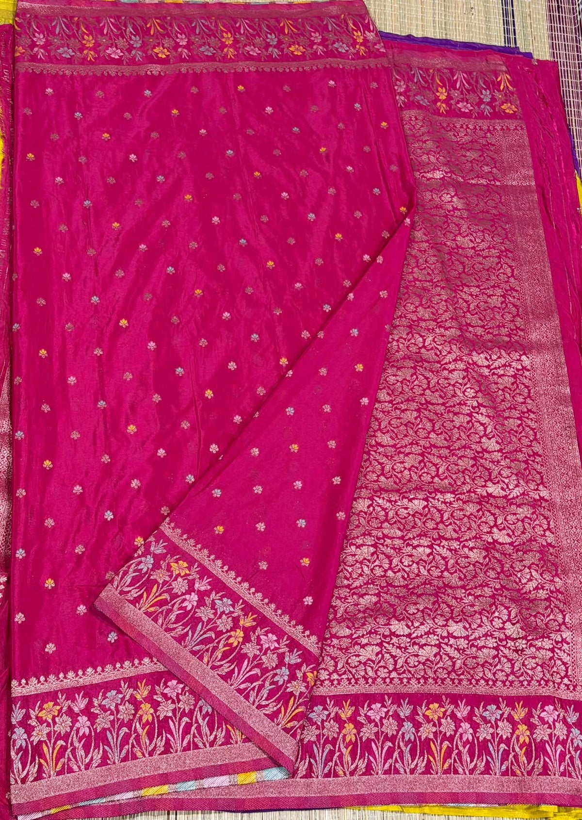 CW-1850 Rani pink colour benny crepe saree