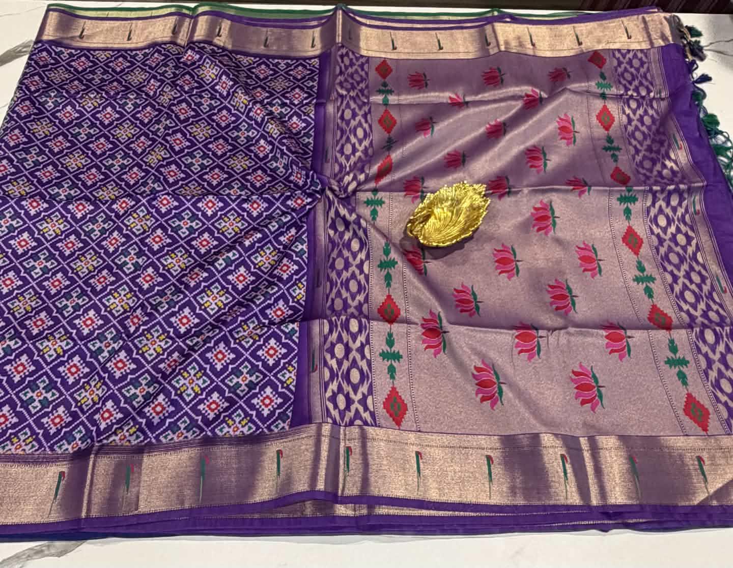 LD-21 muniya navaratna patola sarees violet colour