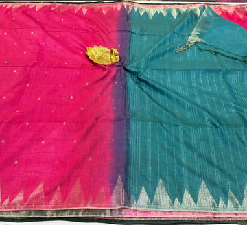 Cs2 Rama green n pink colour saree