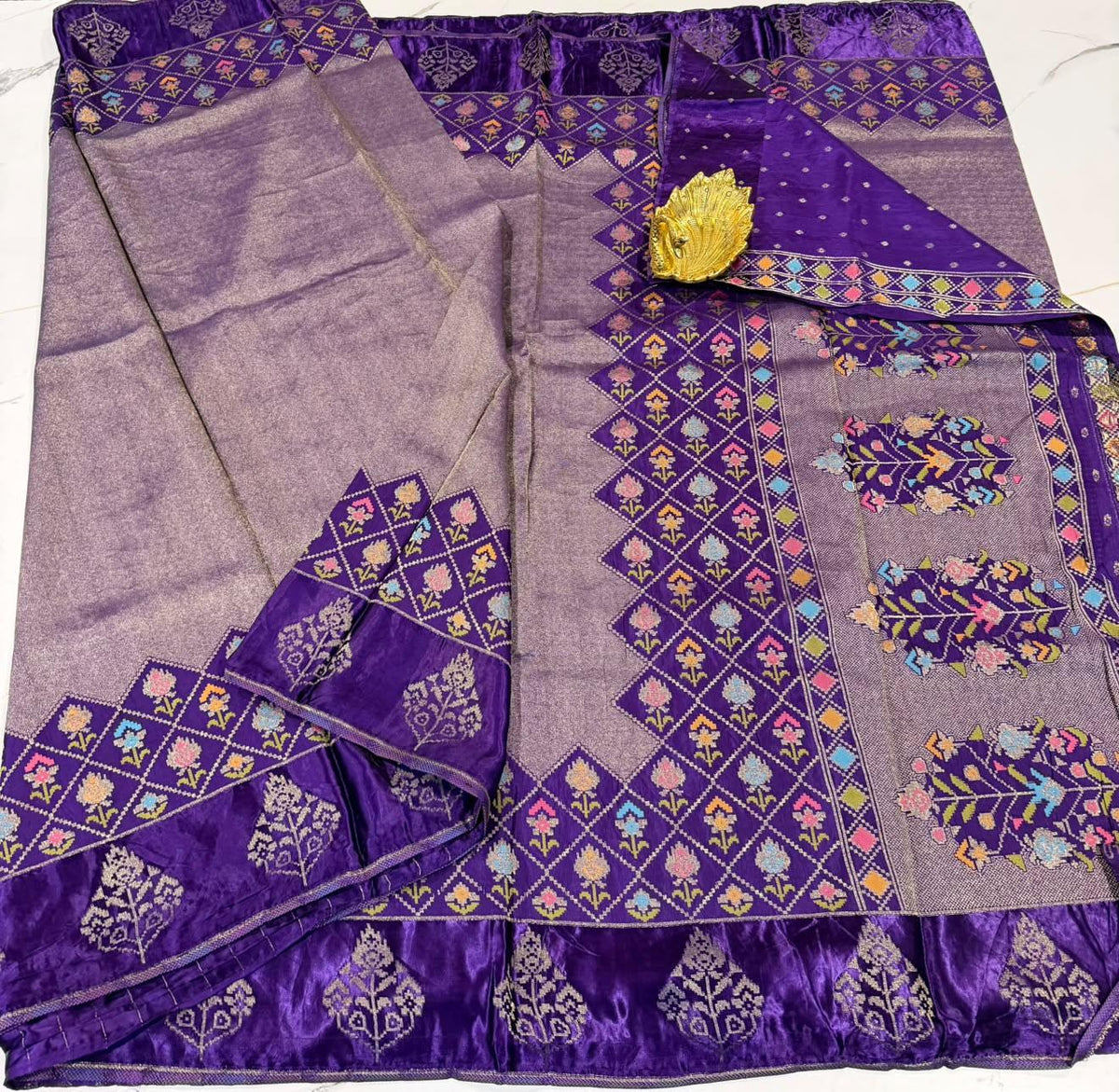 S-3200 Violet colour Kanchi tissue saree