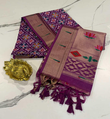LD-21 muniya navaratna patola sarees purple saree