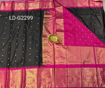LD-G2299 vintage Semi Gadwal black and pink with butta saree