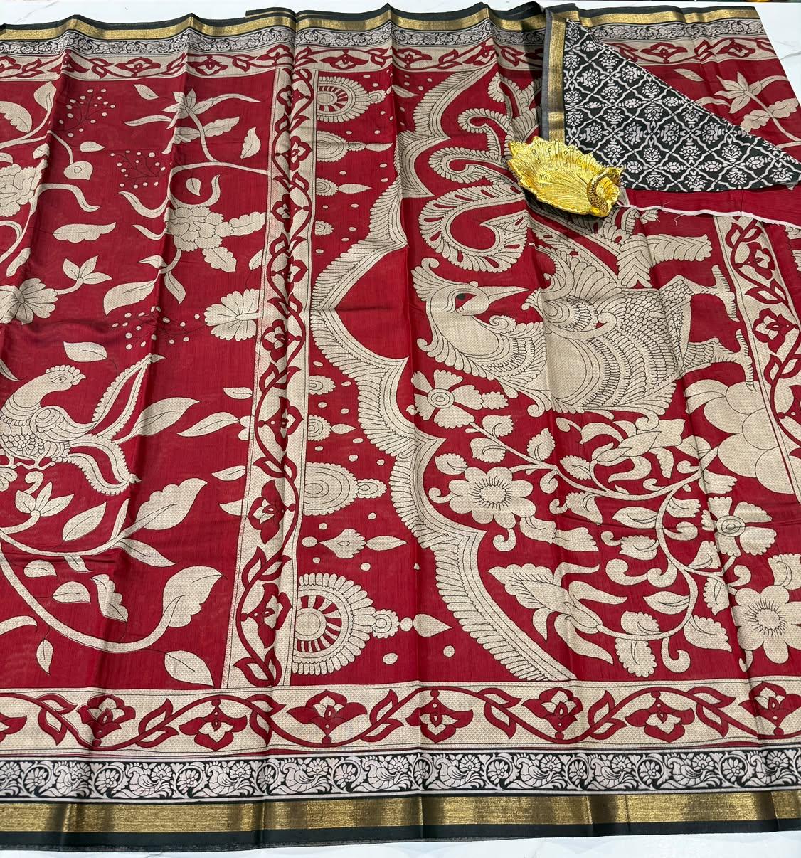 Maroon colour saree Mashru mangalagiri