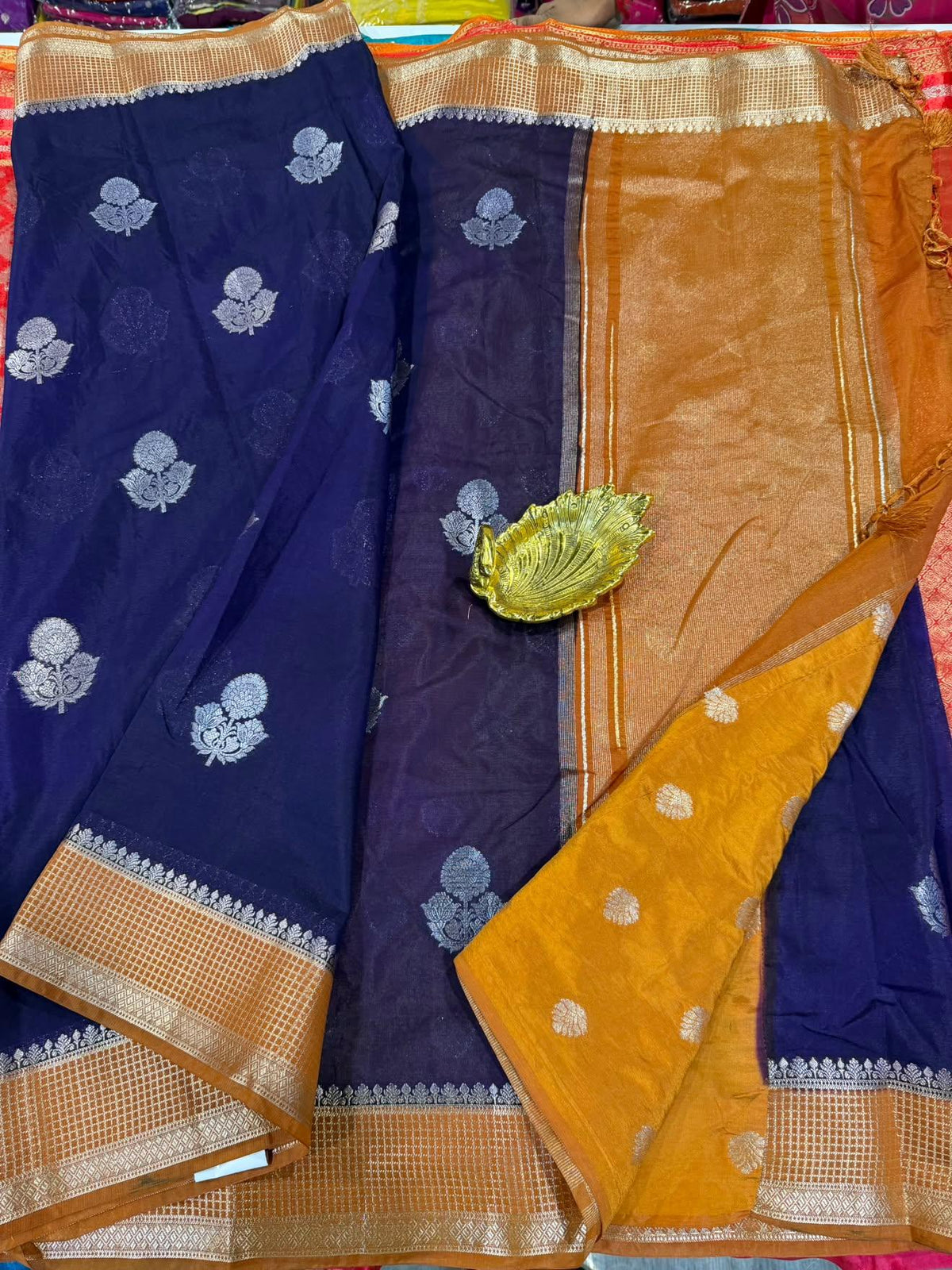 KB-1750 Violet n rust colour Banaras vintage kota saree