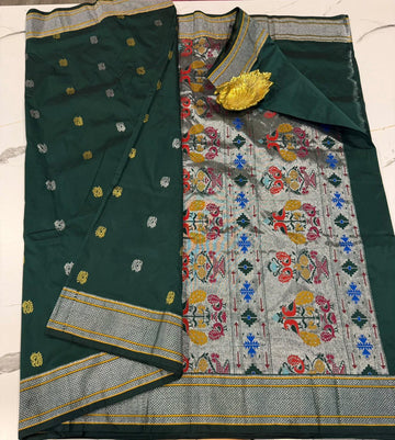 PT-3100 Bottle green colour Narayanapet saree