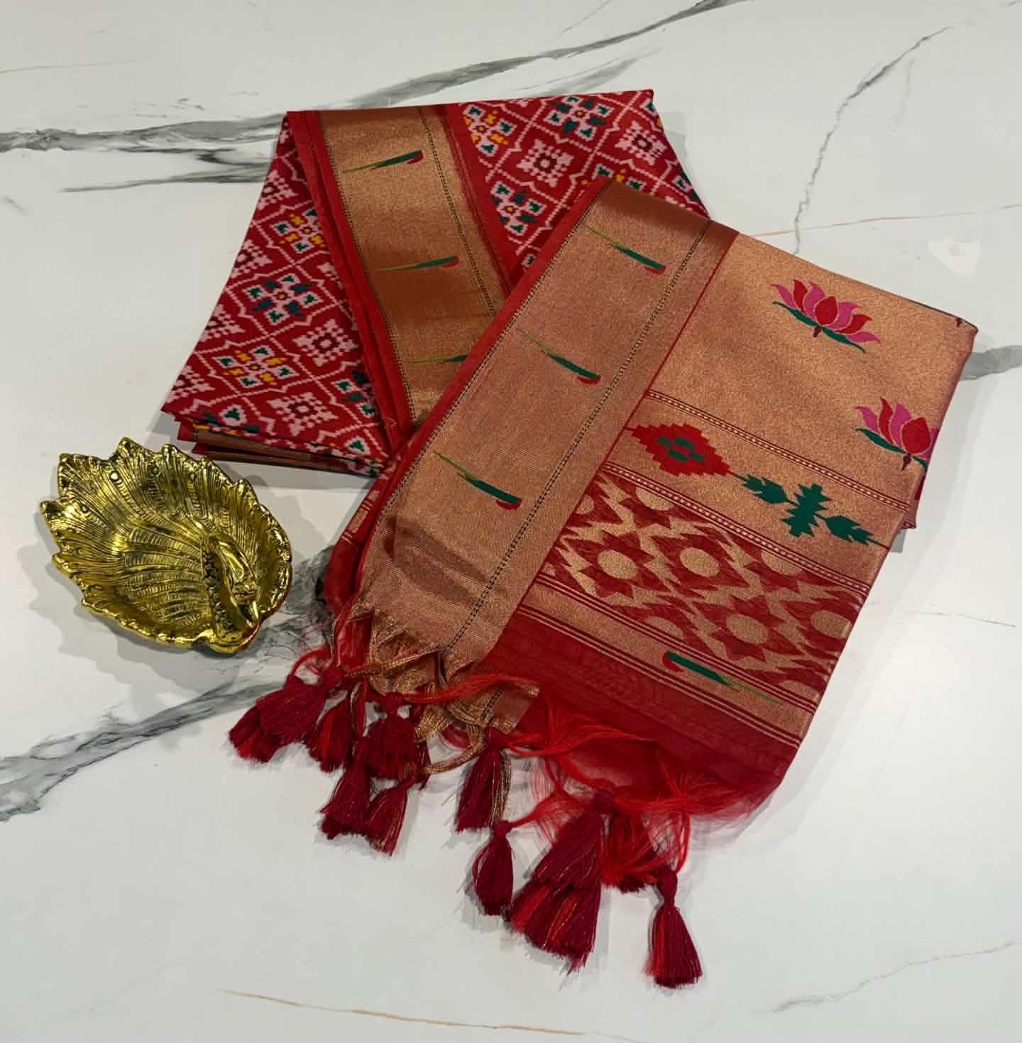 LD-21 muniya navaratna patola sarees red colour