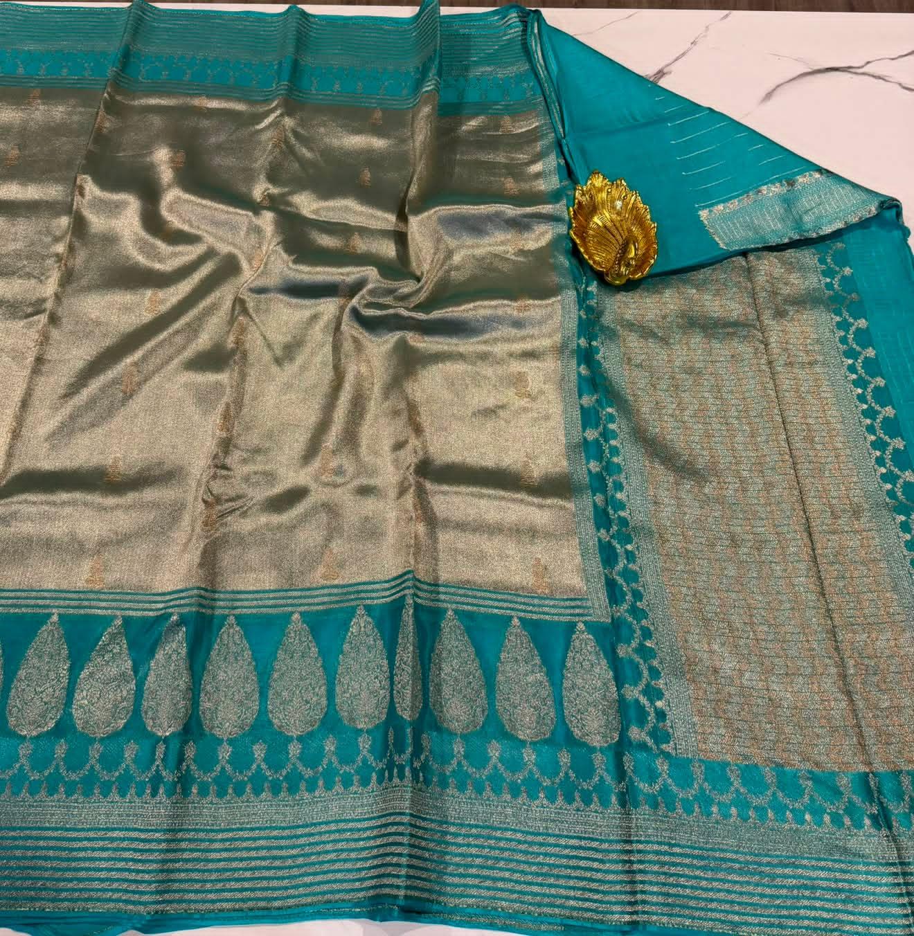 Kk - 4500 sky blue colour kanchi kora tissue saree