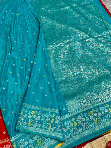 CW-1850 krishna blue colour benny crepe saree