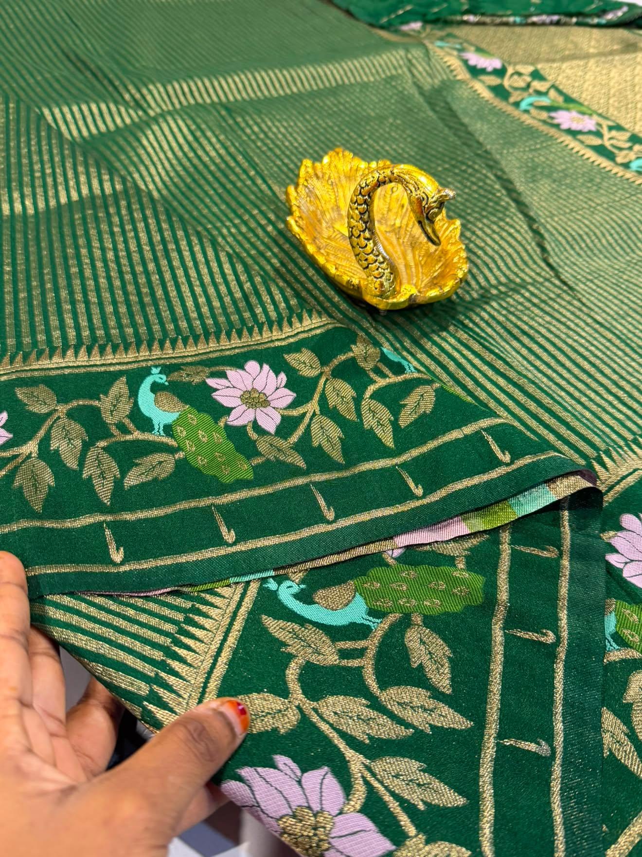 Gv-1950 Green Banaras green mango saree