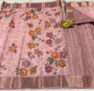 Bc-1799 Baby pink colour Brasso cotton sarees