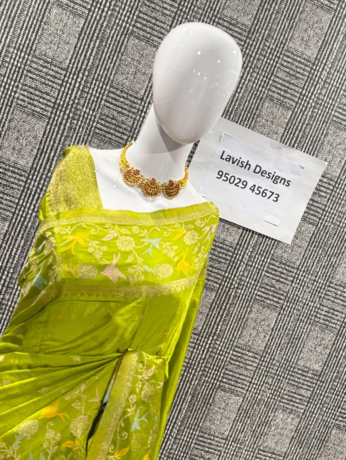 BCP-1850 Pesara green colour benny crepe saree