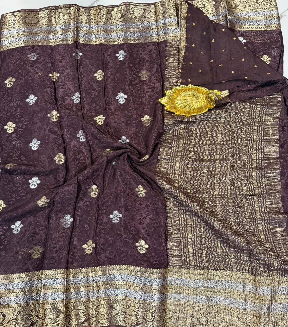 M-2350 Coffee brown colour Mizoram silk saree