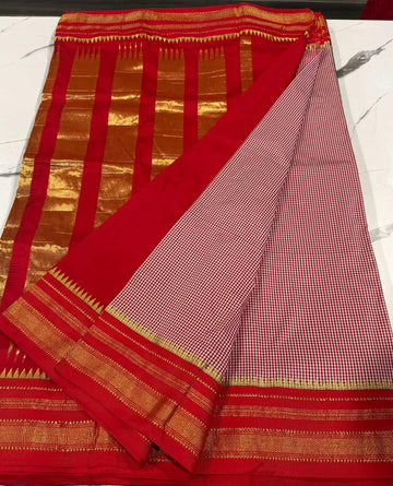 LD-N22 narayanapeta checks sarees red and red saree