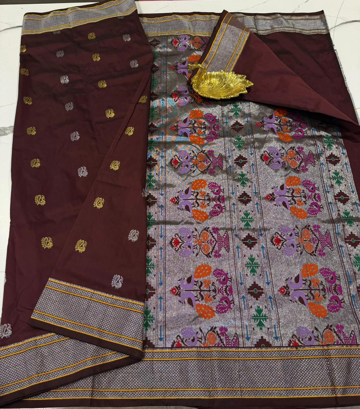 PT-3100 Brown colour Narayanapet saree