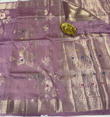 LK-1950 Lavender colour Lenin Jamdani saree