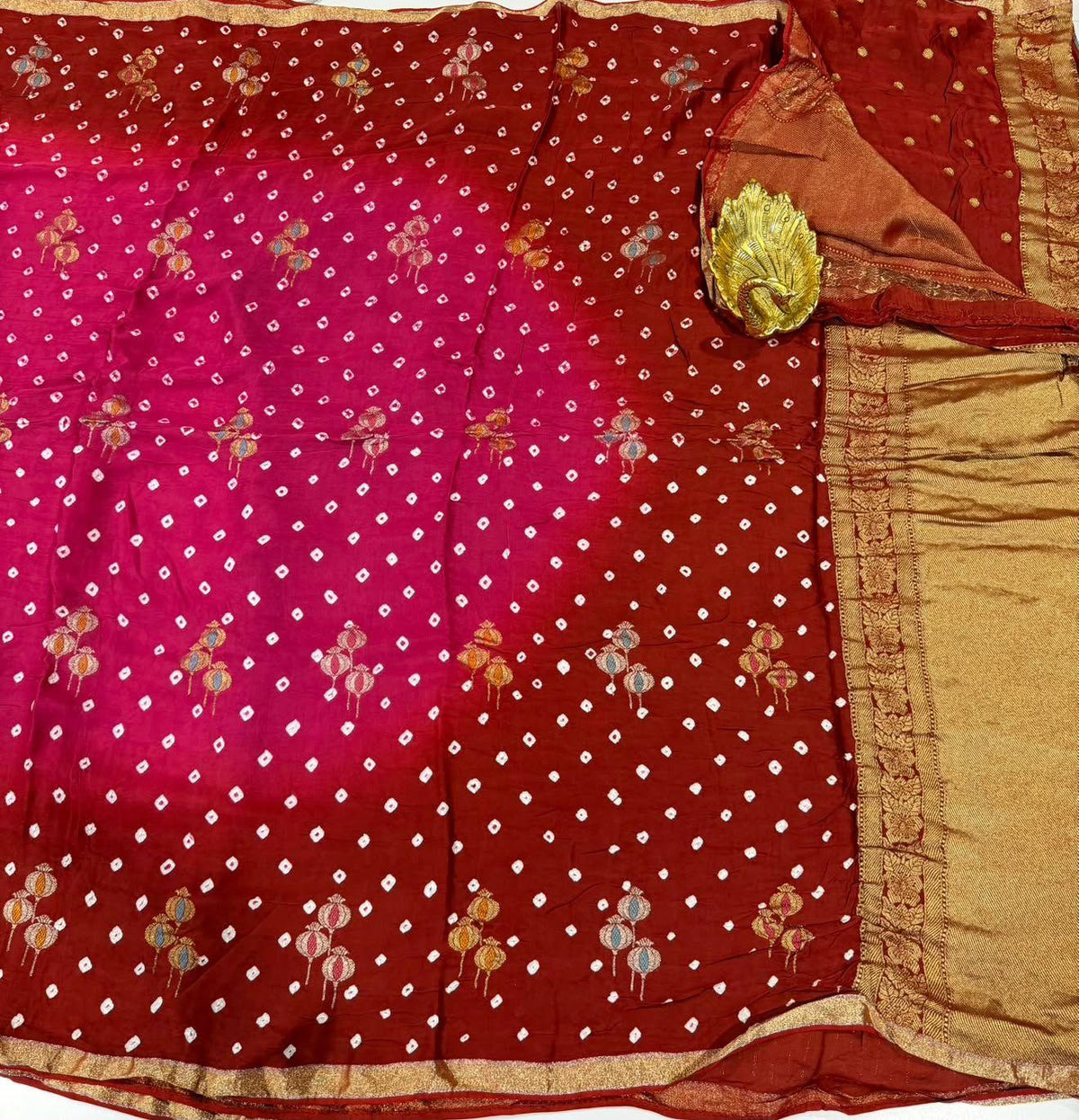MH-4950 Brown nd Pink colour Mashru Bandija Saree
