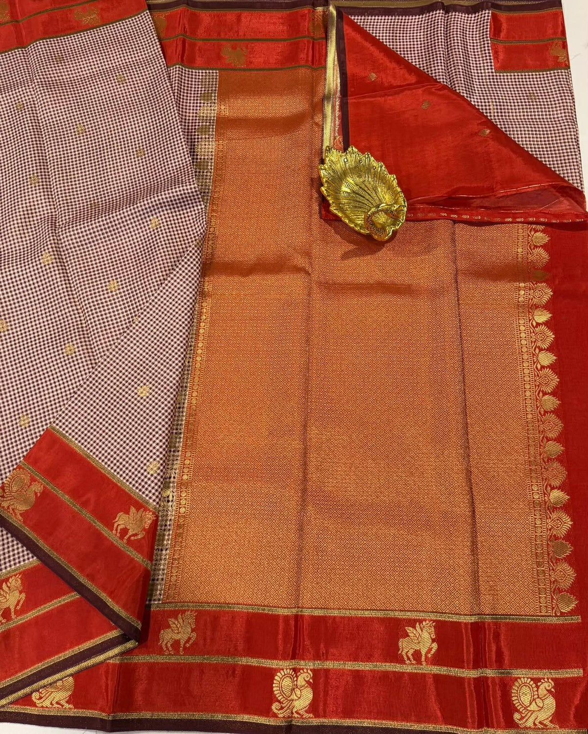 BV-4 Wine n rust colour Benaras viscous crepe saree