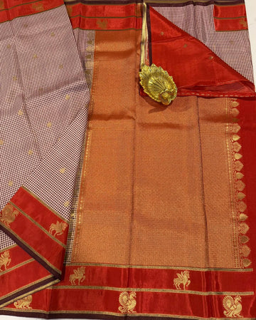 BV-4 Wine n rust colour Benaras viscous crepe saree