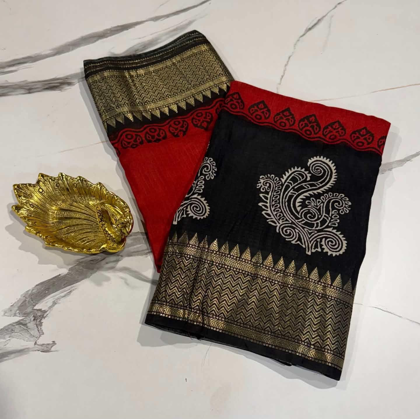 LD-2650 Ganga Jamuna saree black and red saree