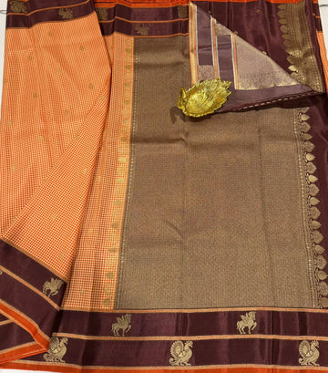 BV-4 Rust n wine colour Benaras viscous crepe saree