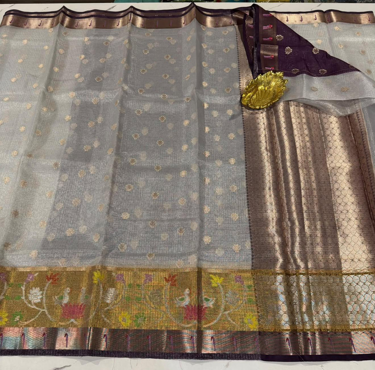 SL-2300 Silver colour premium kota saree
