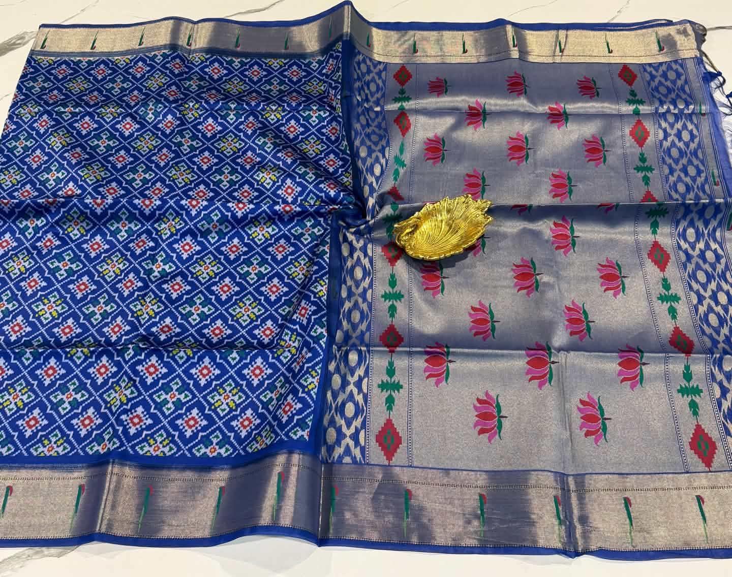 LD-21 muniya navaratna patola sarees navi blue colour