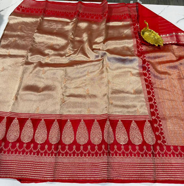 Kk-4500 Red colour kanchi kora tissue saree