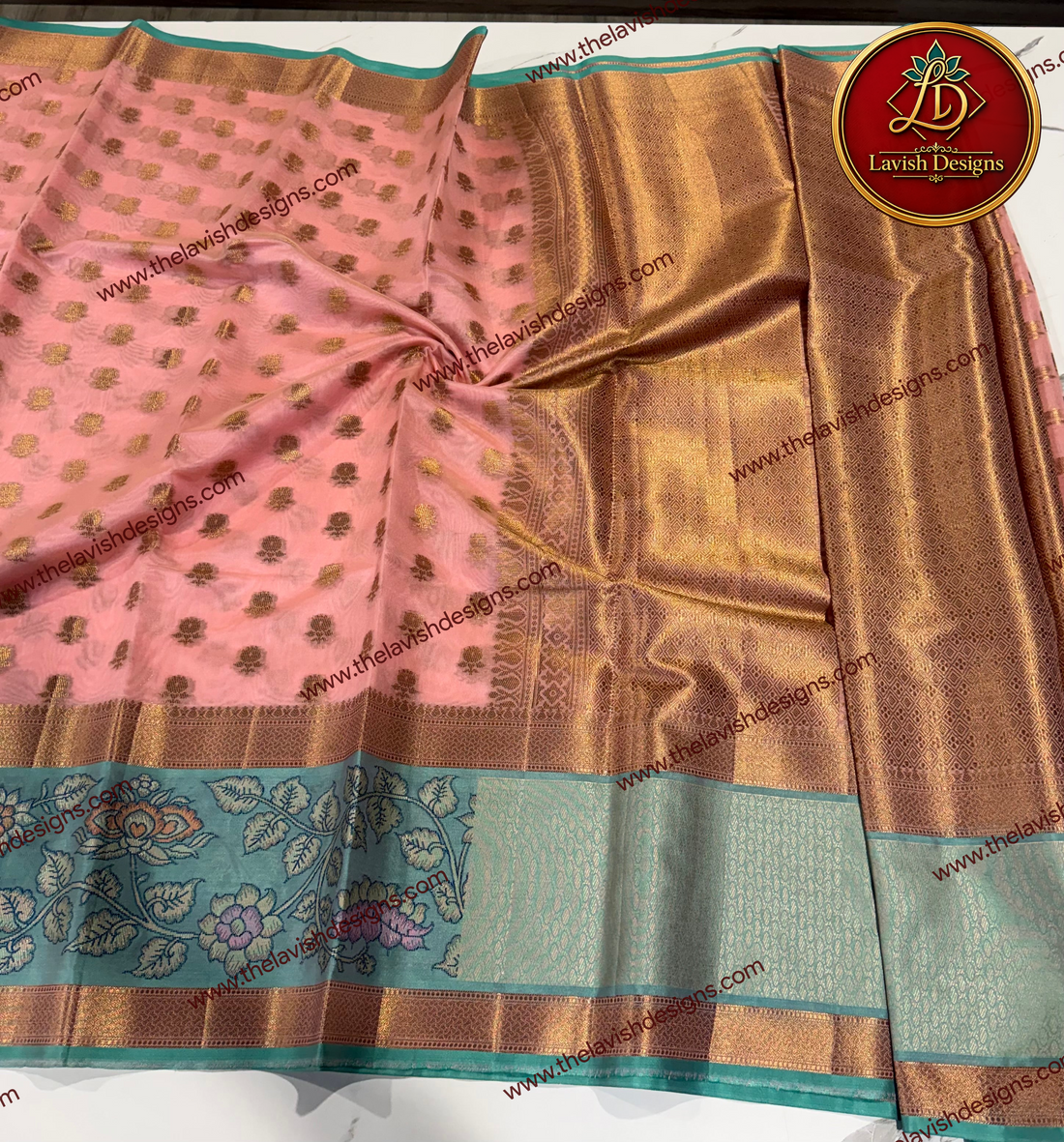 Watermarked - Banaras Kora sarees Pink