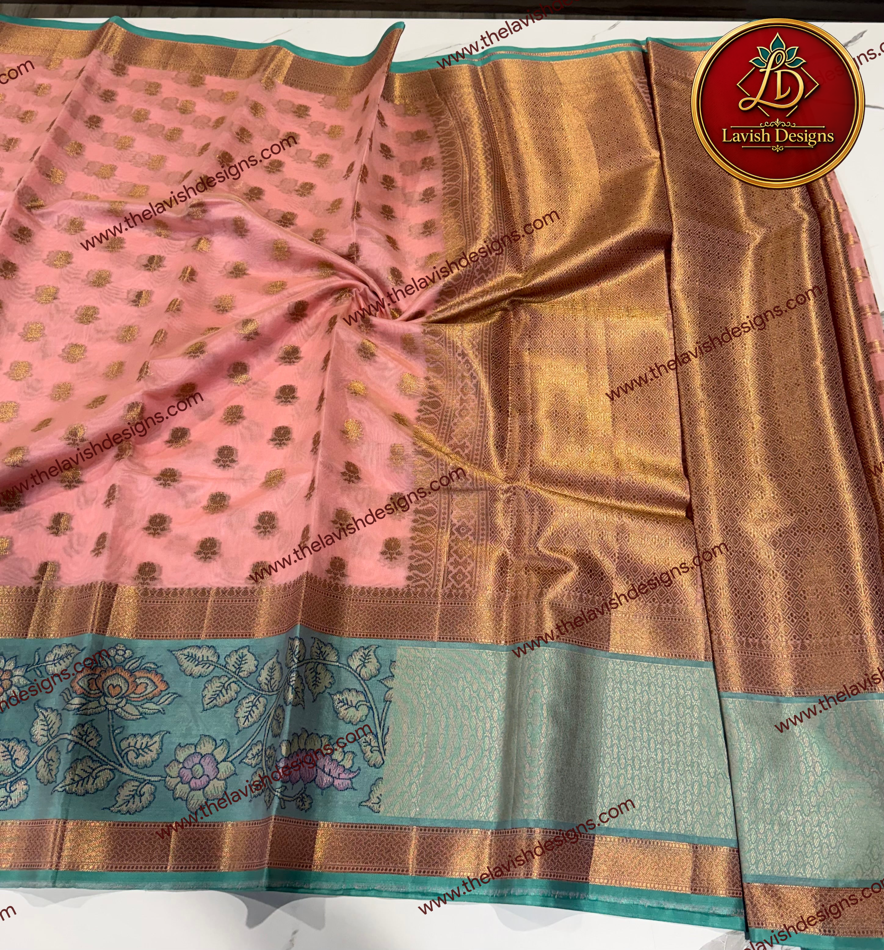 Watermarked - Banaras Kora sarees Pink